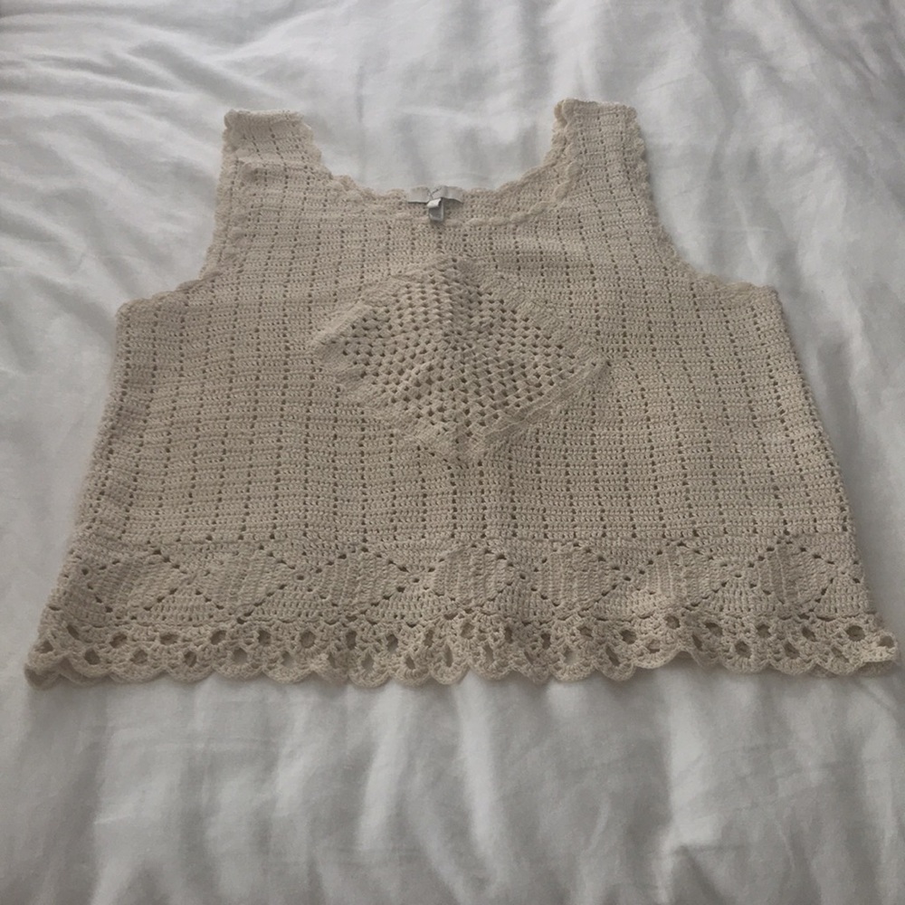 Joie Cream Colored Crocheted Top SZ L